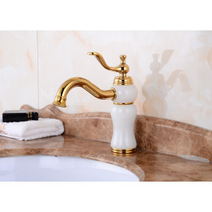 Gracia - Weißer Beckenhahn mit goldenen Motiven
