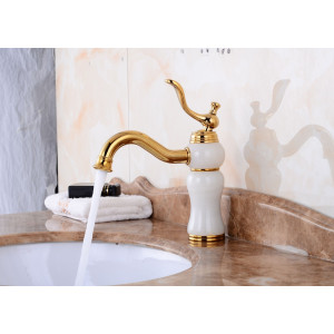 Gracia - Weißer Beckenhahn mit goldenen Motiven