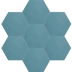 Hexagonale einfarbige Zementfliesen - Blau