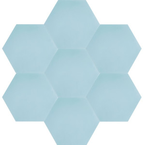 Hexagonale einfarbige Zementfliesen - Hellblau