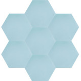 Hexagonale einfarbige Zementfliesen - Hellblau
