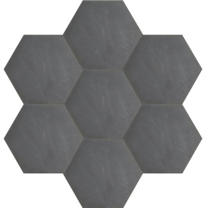 Hexagonale einfarbige Zementfliesen - Schwarz