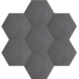 Hexagonale einfarbige Zementfliesen - Schwarz