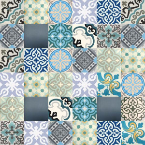 Patchwork - Blaue Premium Zementfliesen