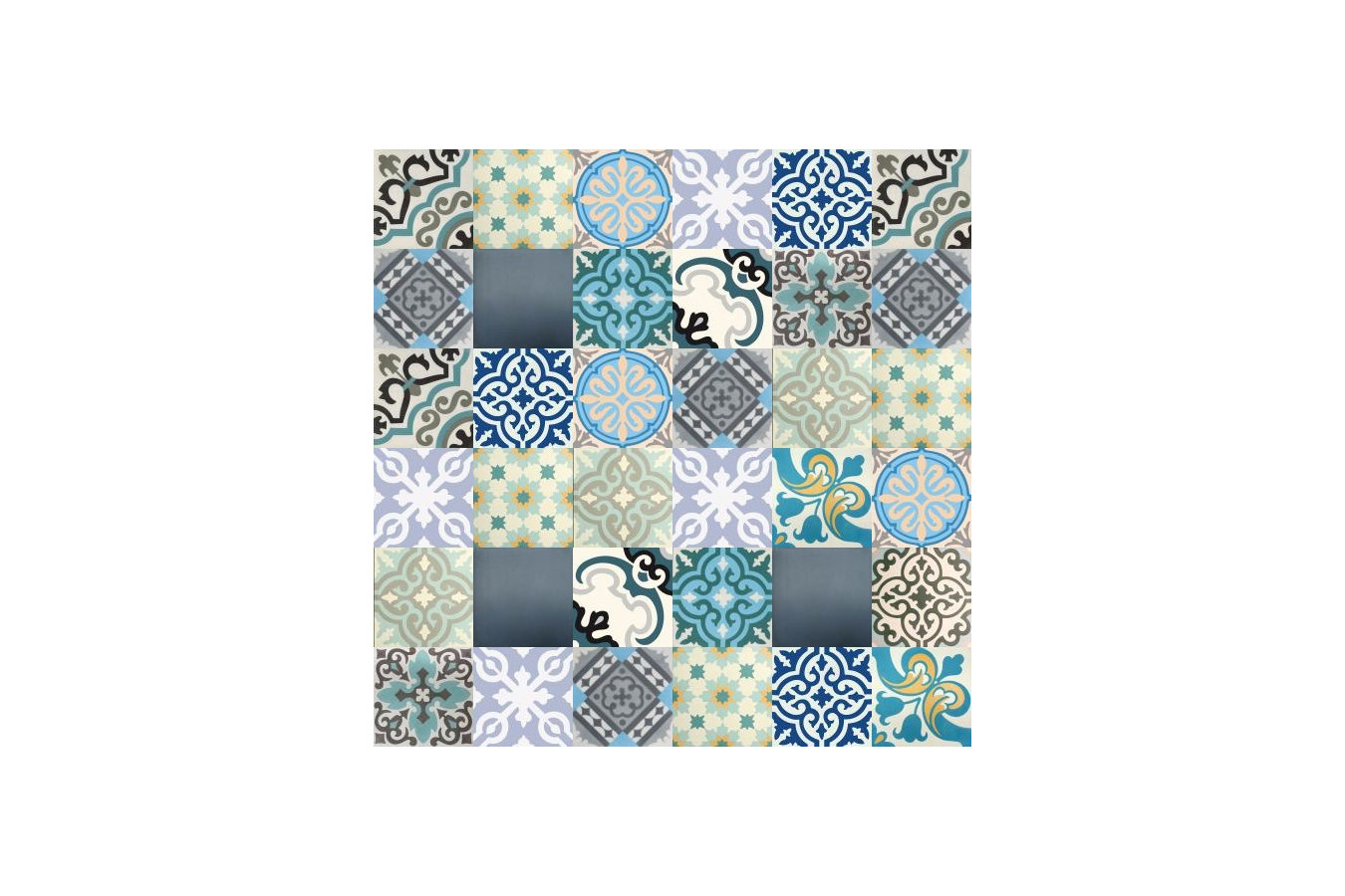 Patchwork - Blaue Premium Zementfliesen